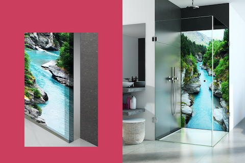 Glassdouche HELENE Leuchtmotiv-Serie für Duschrückwände